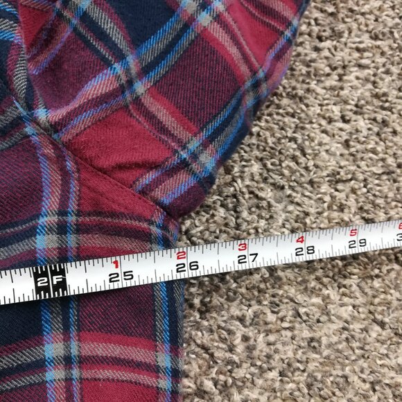 LL Bean Shirt Jacket Flannel Fleece Lined Purple Blue Plaid Mens Large Tall LT - Picture 6 of 8